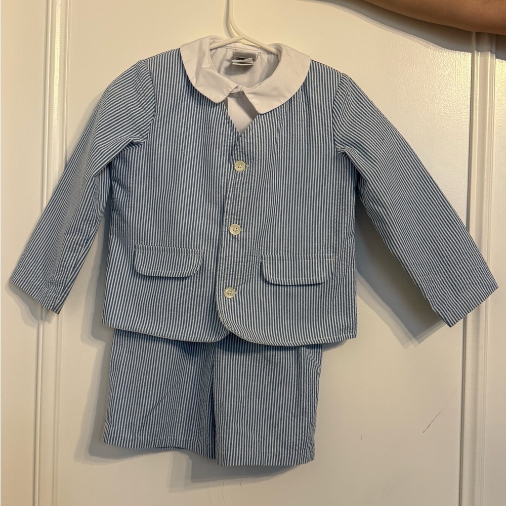 Good Lad Blue and White Striped Boys Matching Set